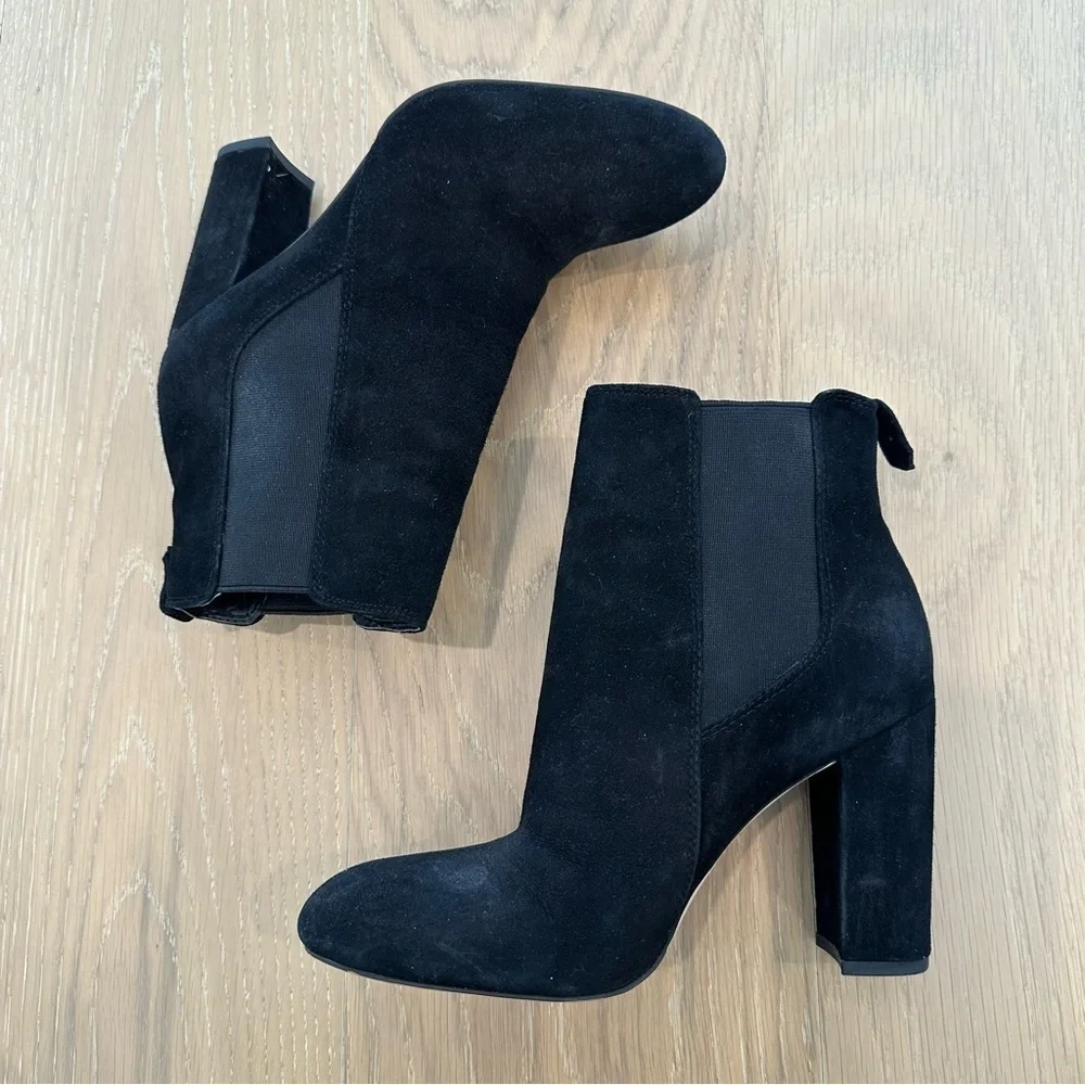 Sam Edelman Case Suede Block Heel Booties Short Ankle Boot Black Women’s 6.5